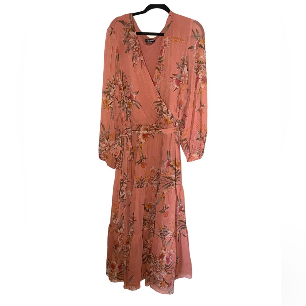 City Chic Dusty Rose Floral Maxi Dress - Picture 2 of 4